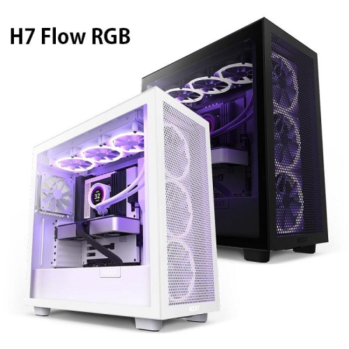 米特3C數位–NZXT 恩傑 H7 Flow RGB 玻璃透側電腦機殼 黑色/白色(核心扇)