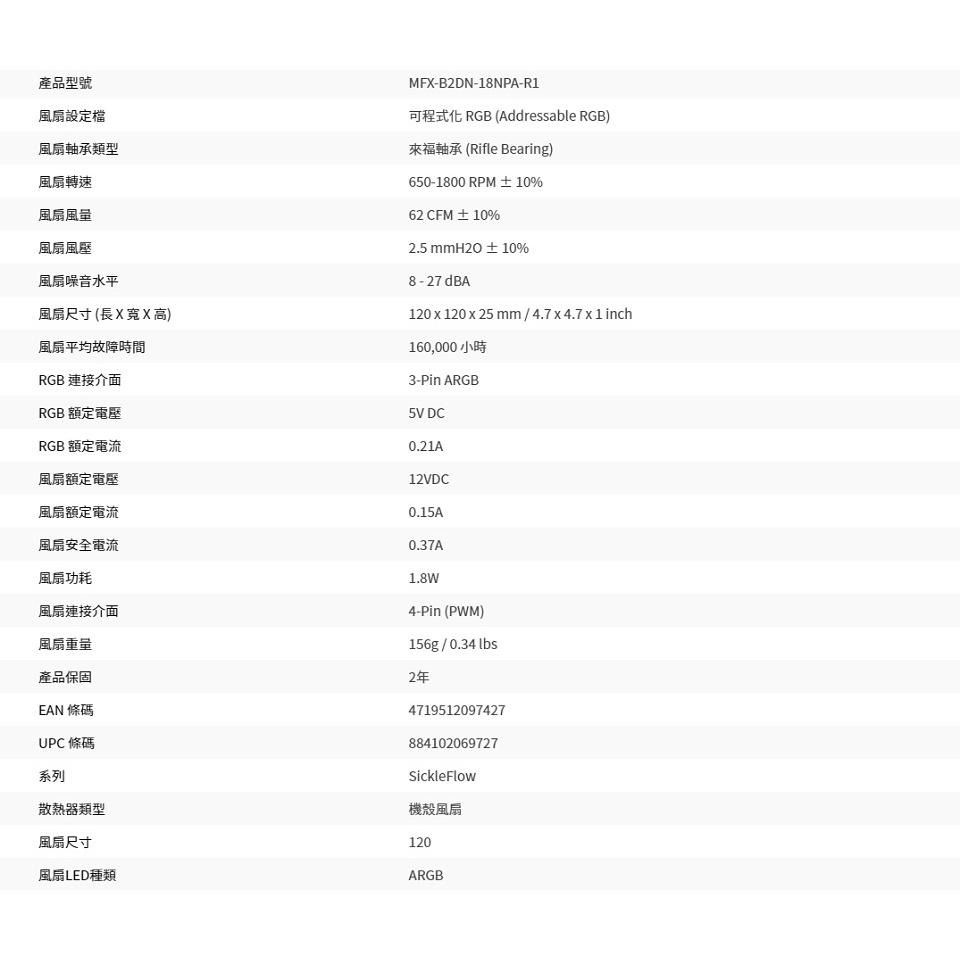 米特3C數位–酷碼 SICKLEFLOW 120 ARGB 風扇/MFX-B2DN-18NPA-R1-細節圖5
