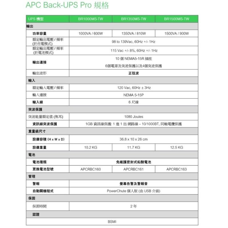 APC BACK UPS Pro BRMS1000 BR1000MS-TW 1000VA正弦波在線互動式-細節圖5