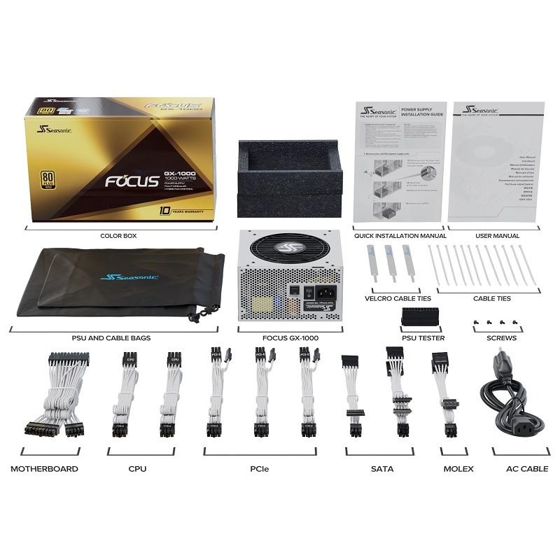 米特3C數位–SeaSonic 海韻 FOCUS GX 750/850/1000 全模組 金牌電源供應器/白色-細節圖6