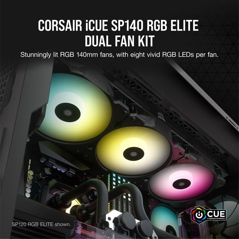 米特3C數位–Corsair 海盜船 SP140 RGB ELITE 雙風扇+控制器/CO-9050111-WW-細節圖2