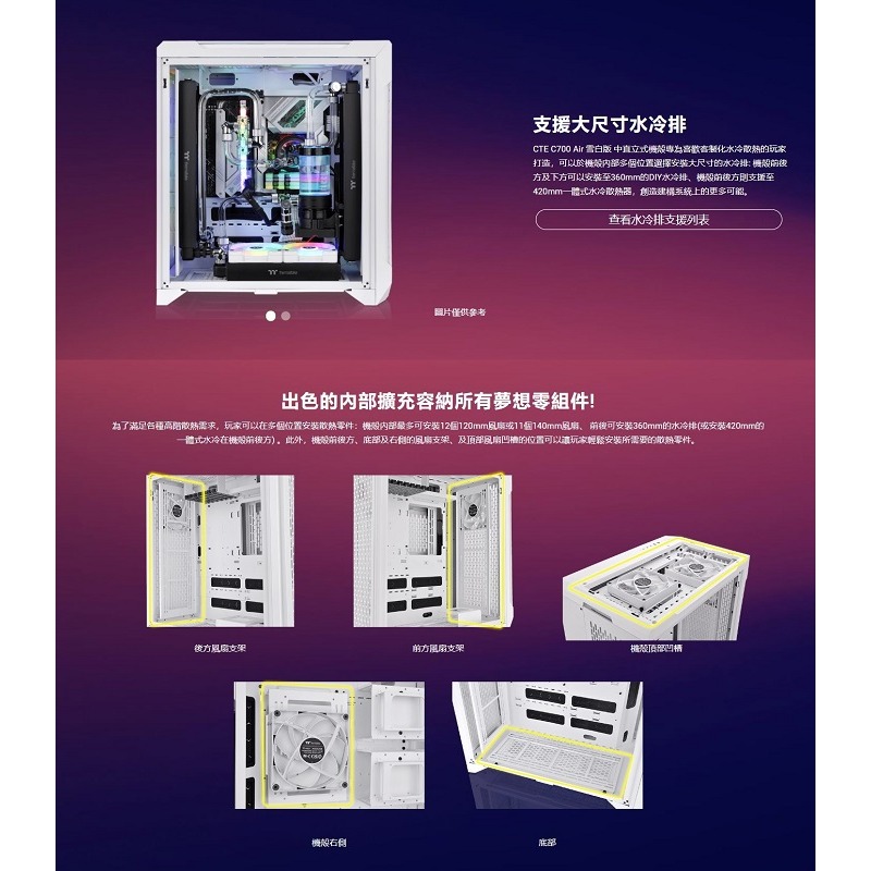 米特3C數位–Thermaltake 曜越 CTE C700 Air 黑色/白色 內附顯卡轉向支架 中直立式機殼-細節圖5