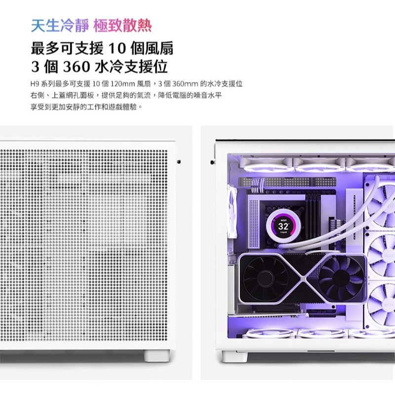 米特3C數位–NZXT 恩傑 H9 Flow 全透側電腦機殼 黑色/白色-細節圖6