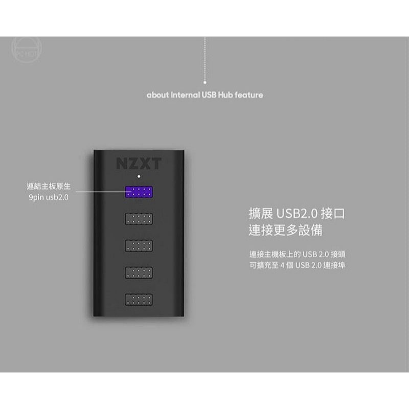 米特3C數位–NZXT 美商恩傑 Internal USB Hub USB2.0內接擴充器 三代-細節圖4