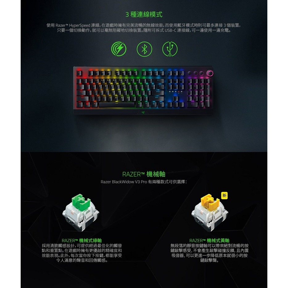 米特3C數位–Razer雷蛇 黑寡婦蜘幻彩版鍵盤 V3 Pro-黃軸/RZ03-03531900-R3T1-細節圖3