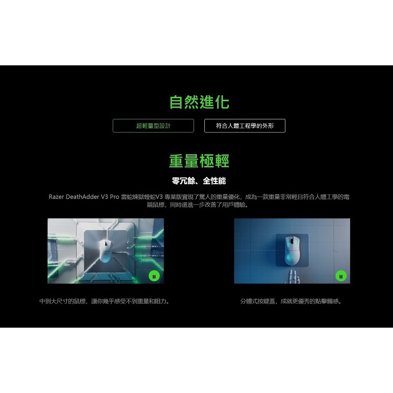 米特3C數位–Razer 雷蛇 DEATHADDER V3 PRO 煉獄奎蛇 無線電競滑鼠 黑/白-細節圖3