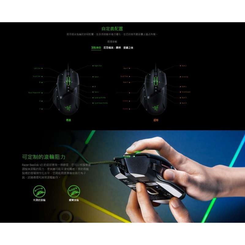 米特3C數位–Razer 雷蛇 Basilisk V2 巴塞利斯蛇V2 電競滑鼠/RZ01-03160100-R3M1-細節圖5