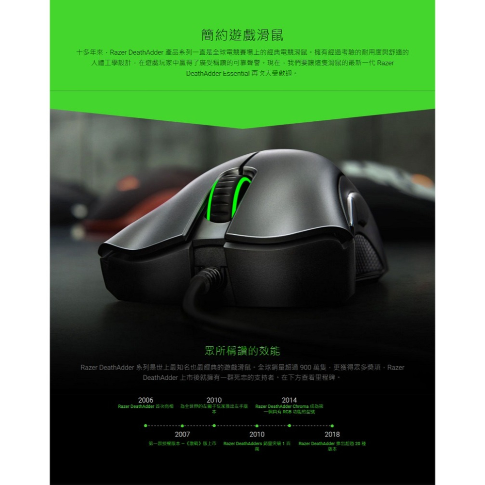 米特3C數位–雷蛇 DeathAdder Essential蝰蛇標準版滑鼠/RZ01-03850100-R3M1-細節圖3