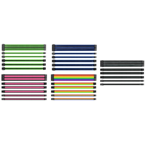 米特3C數位–曜越 TtMod編織線 (綠/黑)(藍/黑)(粉紅/黑)(彩虹版)(太空灰/黑)