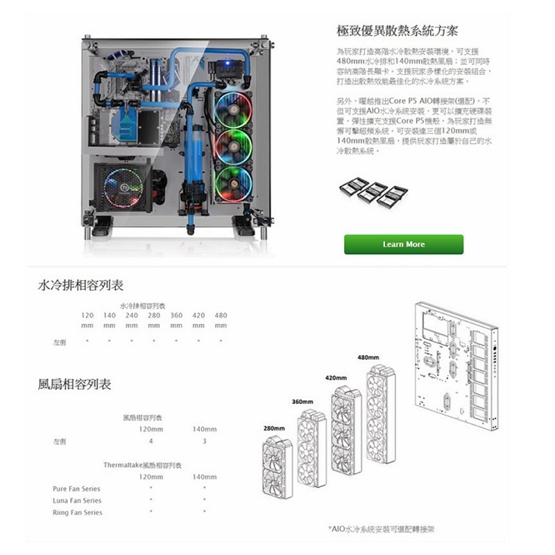 米特3C數位–TT 曜越 Core P5壁掛式ATX強化玻璃機殼/雪白版/CA-1E7-00M6WN-01-細節圖5