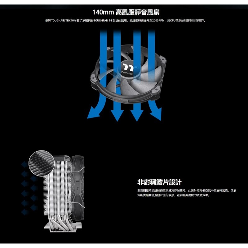 米特3C數位–曜越 鋼影 TOUGHAIR TRX40 CPU散熱器/CL-P095-PL14BL-A-細節圖4