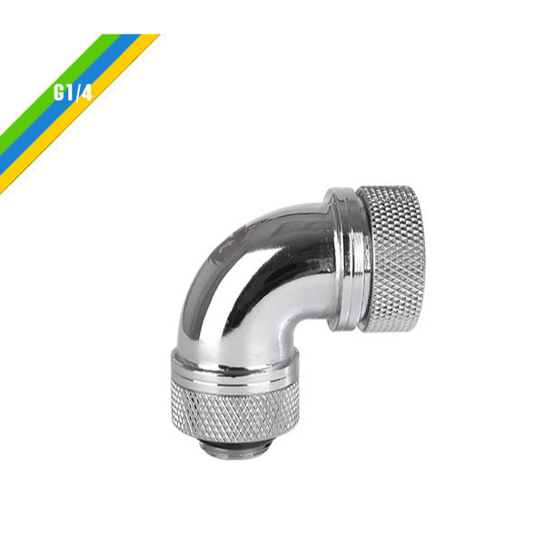 米特3C數位–曜越 Pacific G1/4 PETG硬管專用90度管接頭外徑16mm/銀.黑/CL-W097-細節圖2