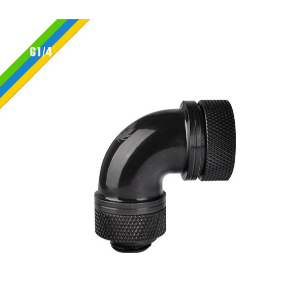 米特3C數位–曜越 Pacific G1/4 PETG硬管專用90度管接頭外徑16mm/銀.黑/CL-W097-細節圖3