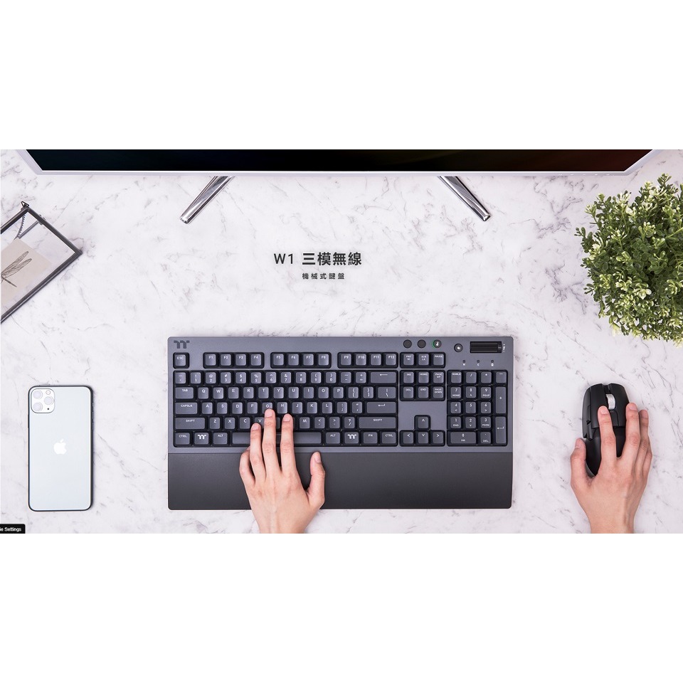 米特3C數位–Thermaltake 曜越 W1 青軸鍵盤 三模無線藍牙電競鍵盤/GKB-WOW-BLSNTC-01-細節圖2