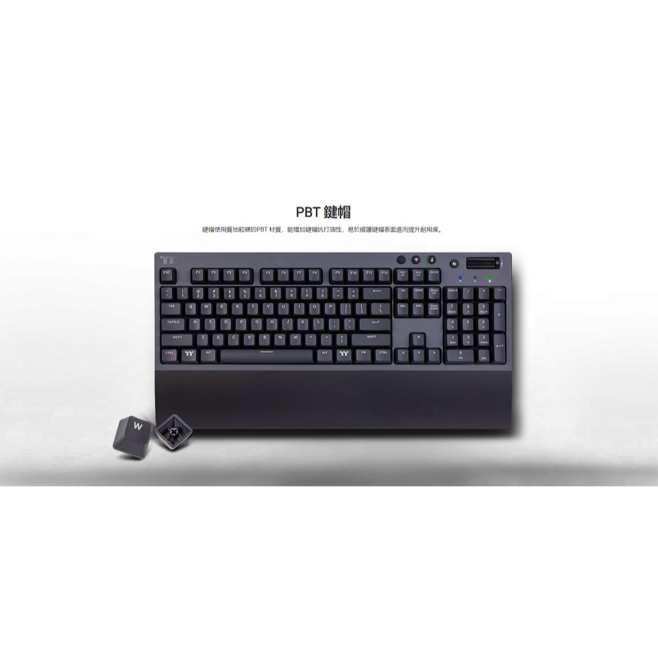 米特3C數位–Thermaltake 曜越 W1 青軸鍵盤 三模無線藍牙電競鍵盤/GKB-WOW-BLSNTC-01-細節圖4