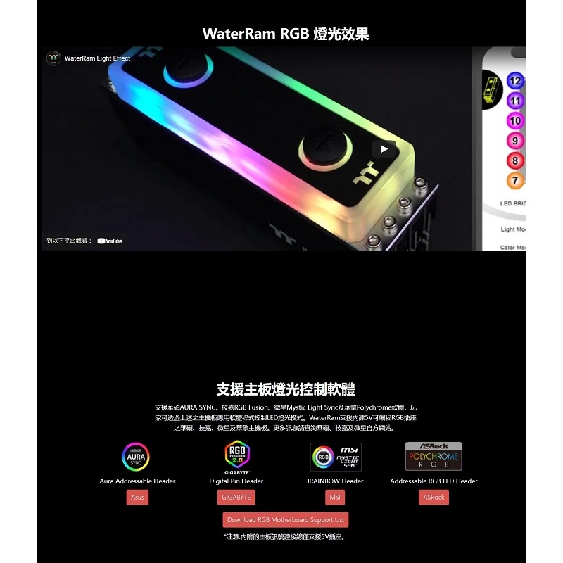 曜越 WaterRam RGB 水冷記憶體套件DDR4 3200MHz(8GBx4)/CL-W251-CA00SW-A-細節圖4