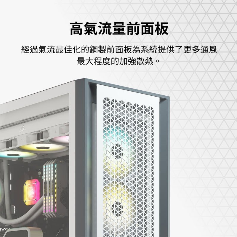 海盜船 5000D AIRFLOW 鋼化玻璃中塔ATX機殼/黑CC-9011210-WW/白CC-9011211-WW-細節圖9