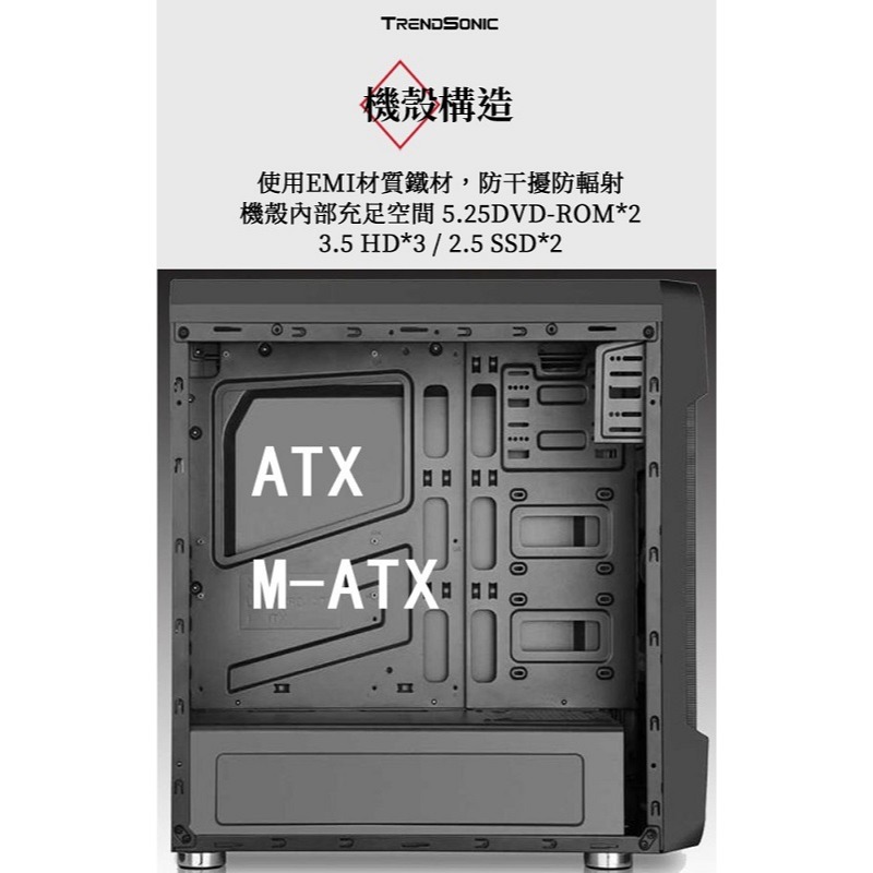 米特3C數位–TrendSonic 翰欣 大怒神 電源下置 壓克力側透 ATX USB3.0 電腦機殼-細節圖5