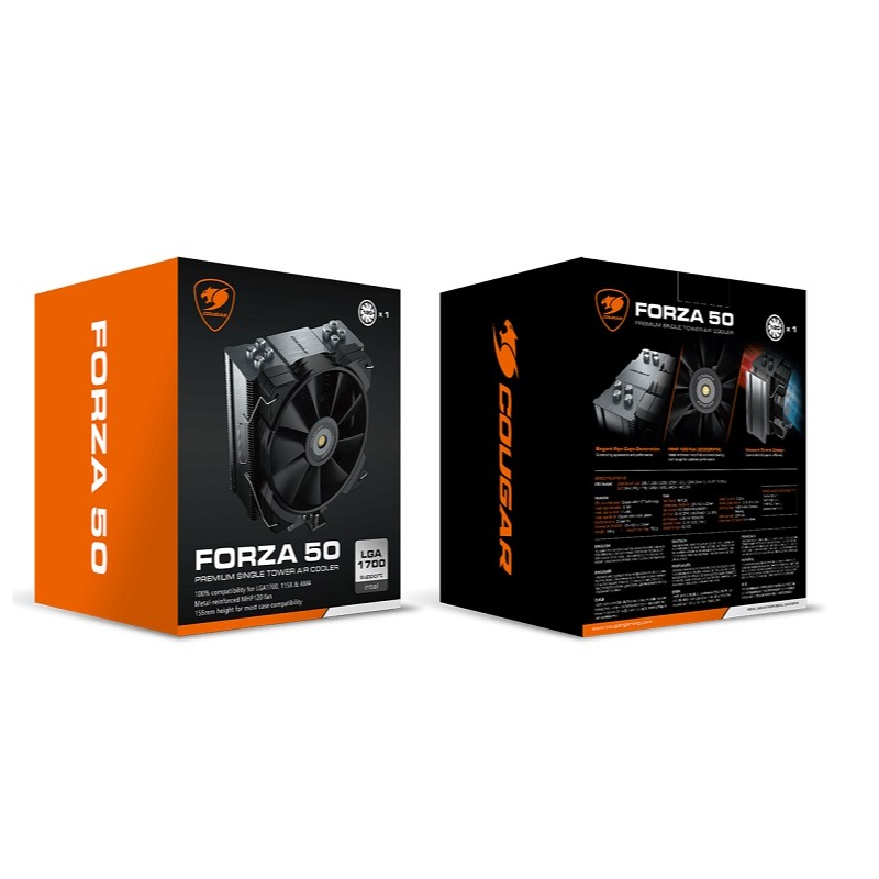 米特3C數位–COUGAR 美洲獅 FORZA 50 單塔散熱器/2000RPM超高轉速/氣流通道設計/配置4根熱導-細節圖6