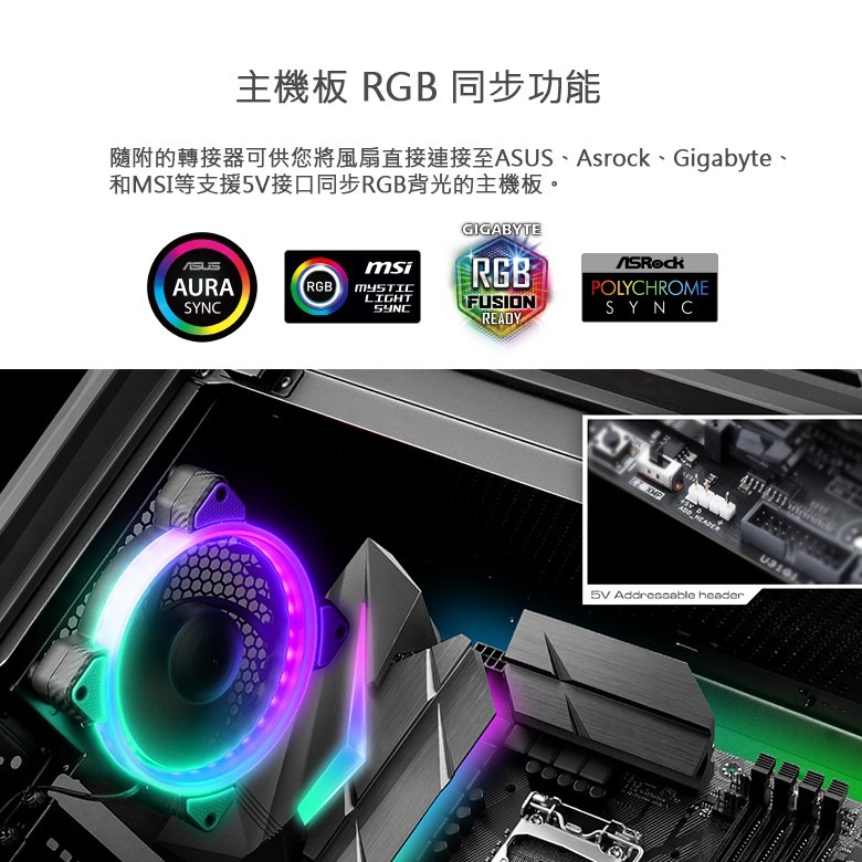 米特3C數位–COUGAR 美洲獅 VORTEX RGB HPB 120 單入散熱風扇/CF-V12HB-RGB-細節圖5