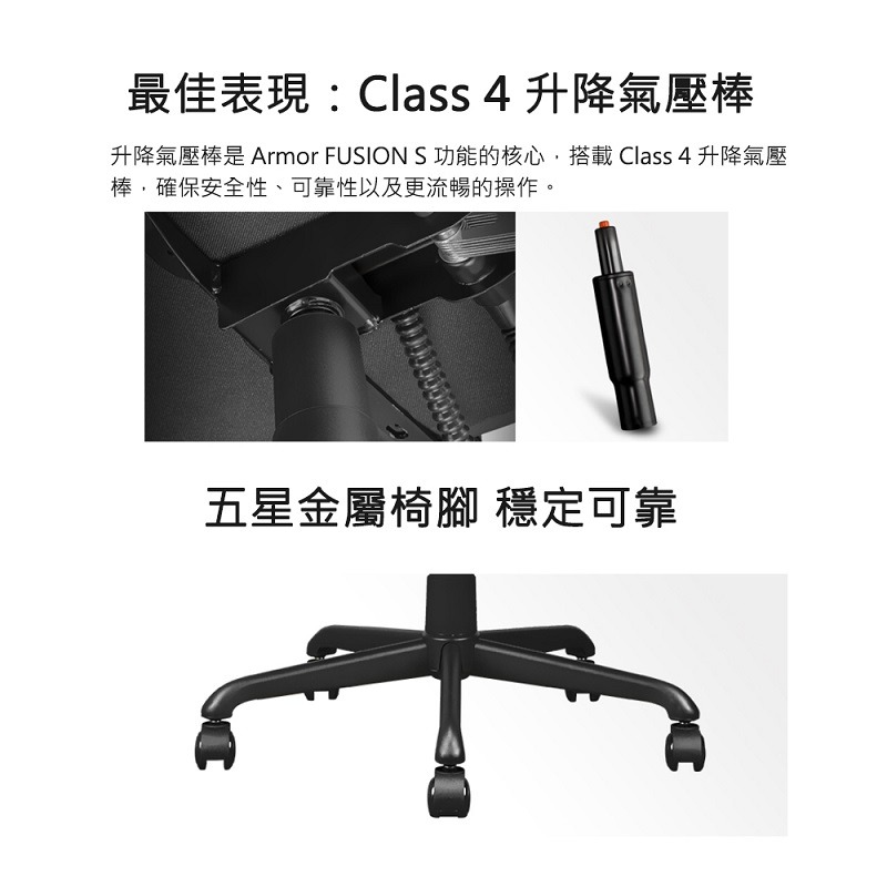 米特3C數位–COUGAR 美洲獅 FUSION S 電競椅 黑色/皮革 黑橘/皮革 黑橘/透氣布面-細節圖8