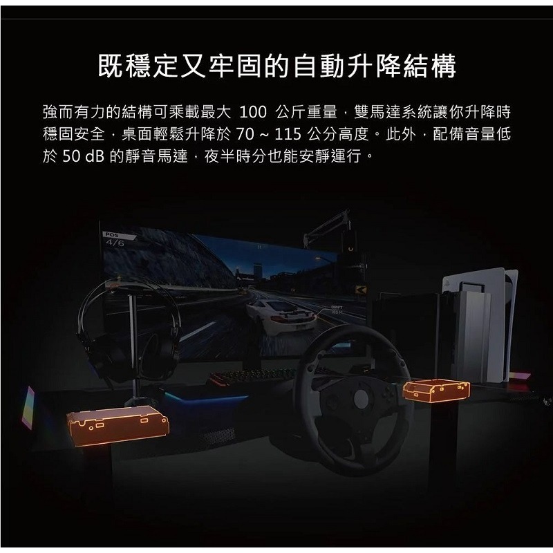 米特3C數位–COUGAR 美洲獅 E-MARS 雙馬達/防碰撞裝置/高度控制/人體工學 自動升降電競桌-細節圖4