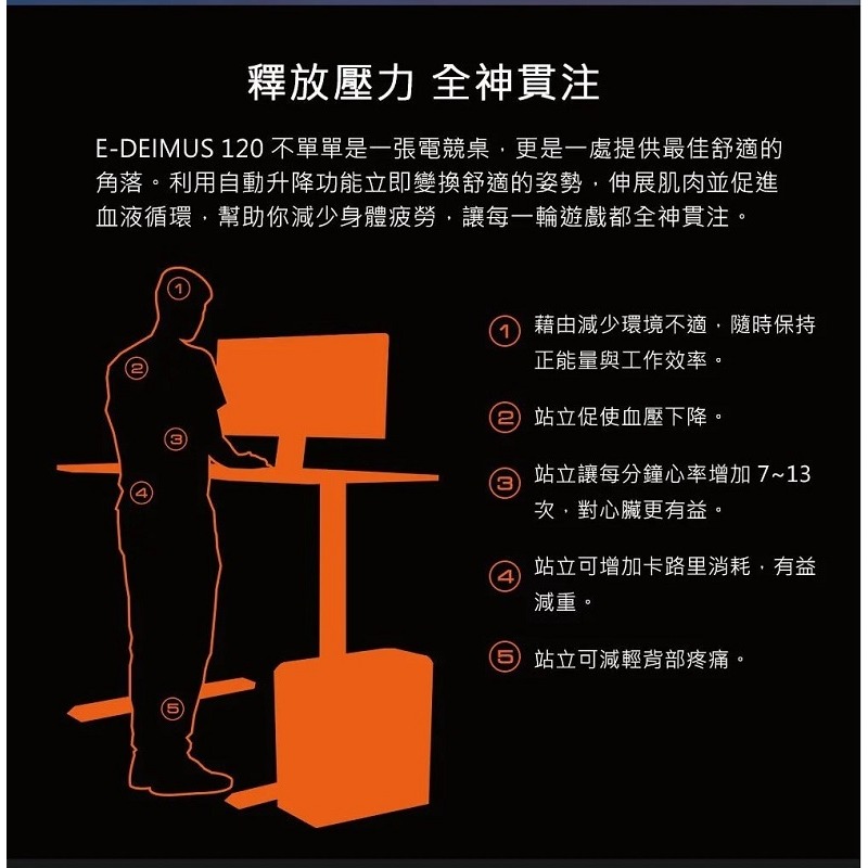 米特3C數位–COUGAR 美洲獅 E-DEIMUS 120 防刮磨砂表面/RGB燈光/線材收納槽 電動升降桌-細節圖3