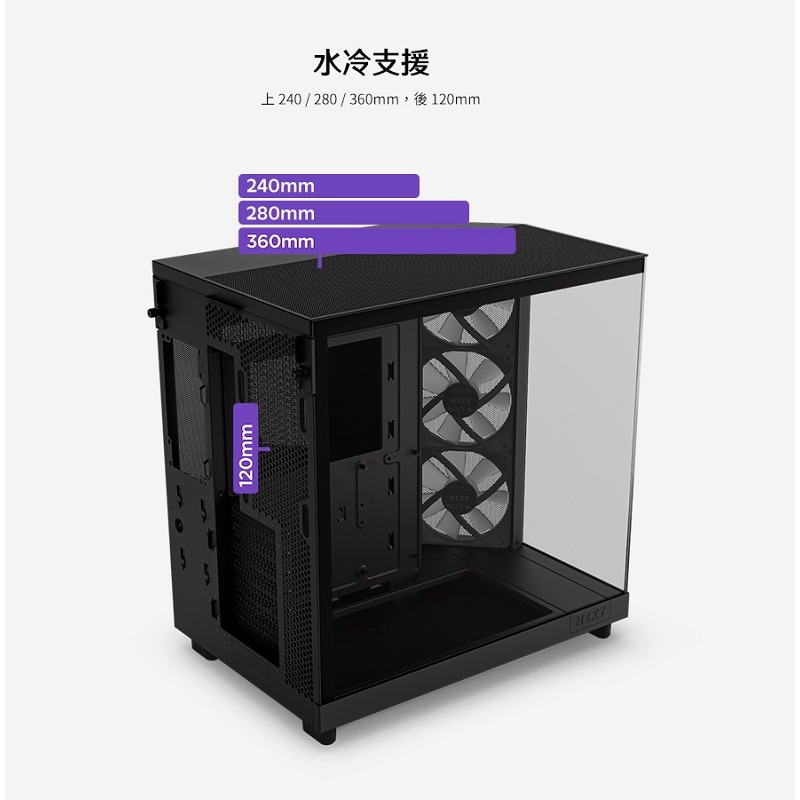 米特3C數位–NZXT 恩傑 H6 Flow ATX機殼 黑色/白色 兩面全景玻璃+斜角網孔面板-細節圖7