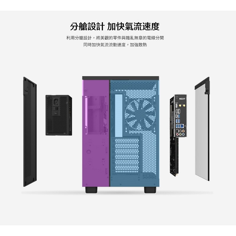 米特3C數位–NZXT 恩傑 H6 Flow ATX機殼 黑色/白色 兩面全景玻璃+斜角網孔面板-細節圖8