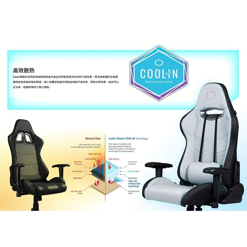 米特3C數位–CoolerMaster 酷碼 Caliber R2C 酷冷電競椅/CMI-GCR2C-GY-細節圖3