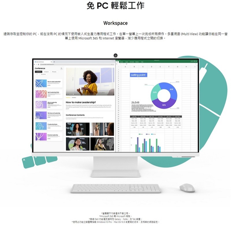 米特3C數位–SAMSUNG 三星 M8 32吋 4K智慧聯網螢幕/白/藍/綠/粉-細節圖8