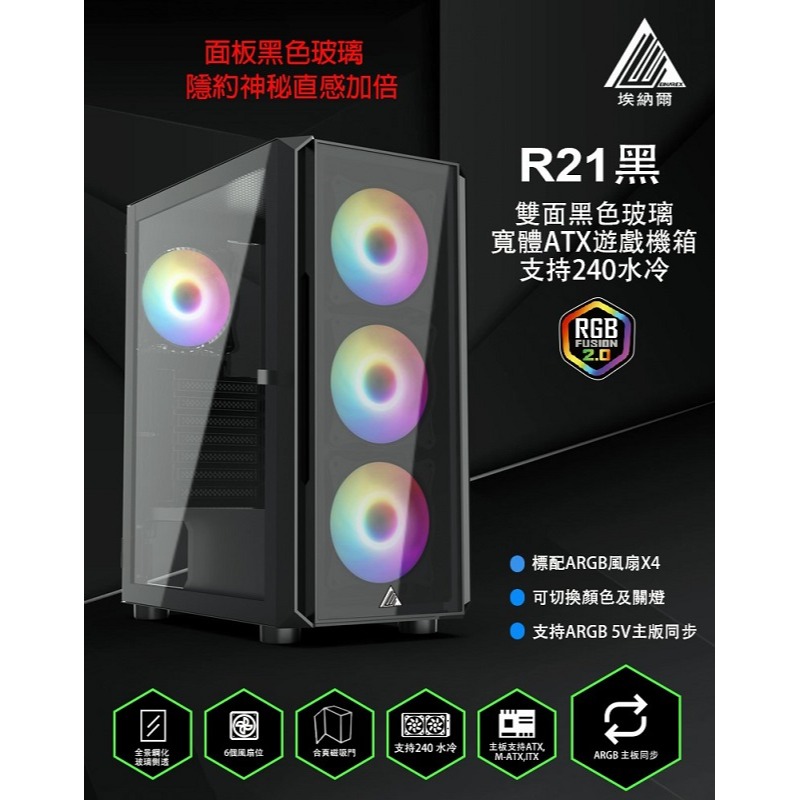 米特3C數位–TrendSonic 翰欣 R21 黑/白 電源下置 掀闔式玻璃電腦機殼-細節圖4