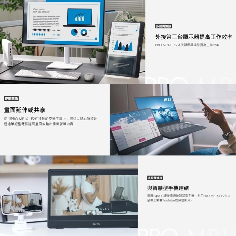 米特3C數位–MSI 微星 PRO MP161 E2 FHD/Type-C/喇叭/IPS/護眼 15.6吋商務螢幕-細節圖3