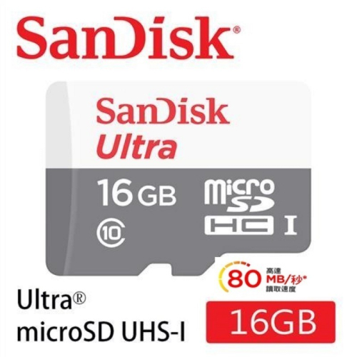 米特3C數位–SanDisk 16GB Ultra Micro SDHC UHS-I 記憶卡(80MB/s)無轉卡