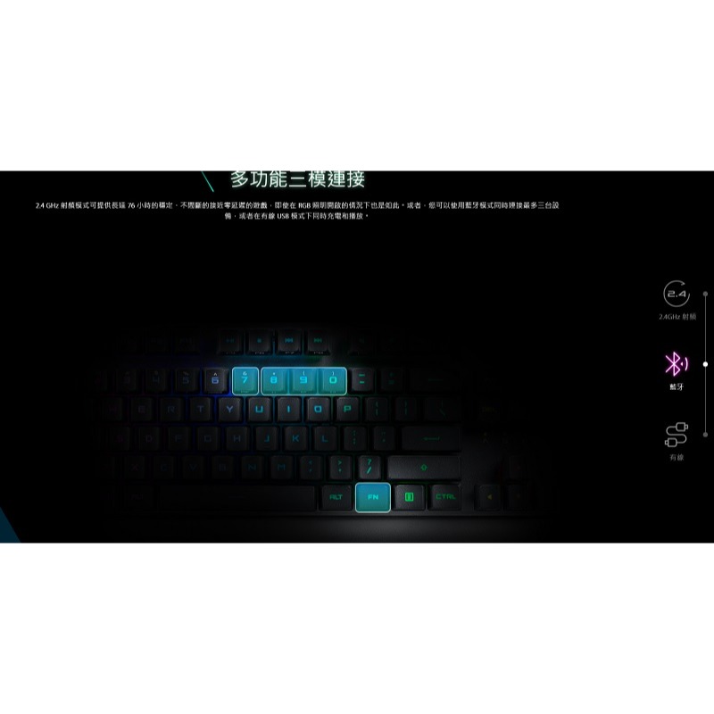 米特3C數位–華碩 ROG Strix Scope RX TKL 無線豪華版/青軸90MP02J2-BKTA01-細節圖3