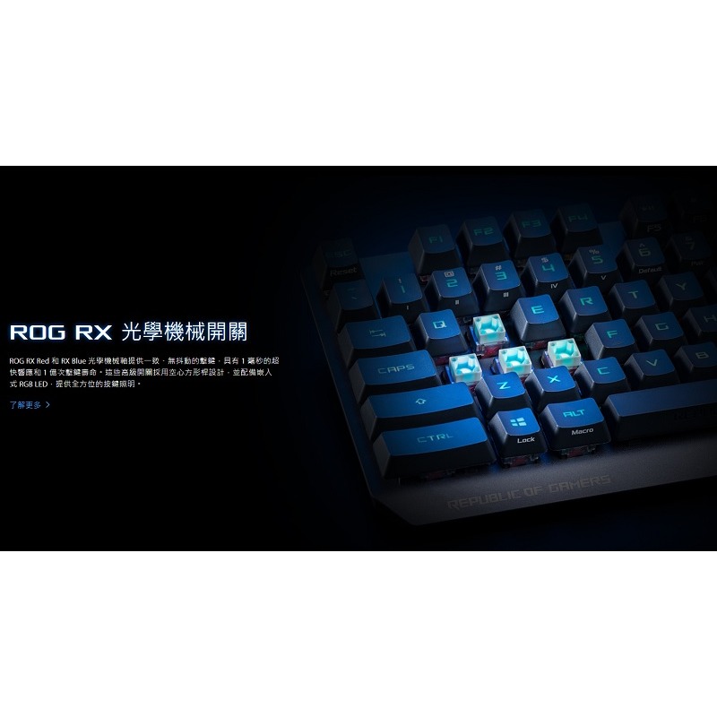 米特3C數位–華碩 ROG Strix Scope RX TKL 無線豪華版/青軸90MP02J2-BKTA01-細節圖4