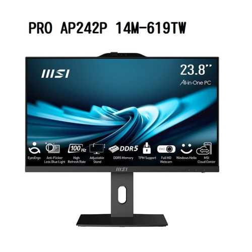 【特仕版】微星 PRO AP242P 14M-619TW 黑色 24型/i5-14400/8G/512G/W11