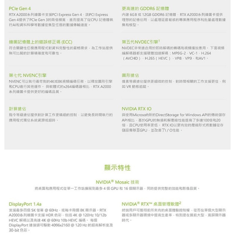 米特3C數位–NVIDIA 麗臺 RTX A2000 6G GDDR6 工作站繪圖卡-細節圖3