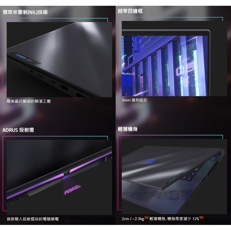 技嘉AORUS 16X ASG-63TWC65SH i9-14900HX/RTX4070/32G/2TB 16吋電競筆電-細節圖8