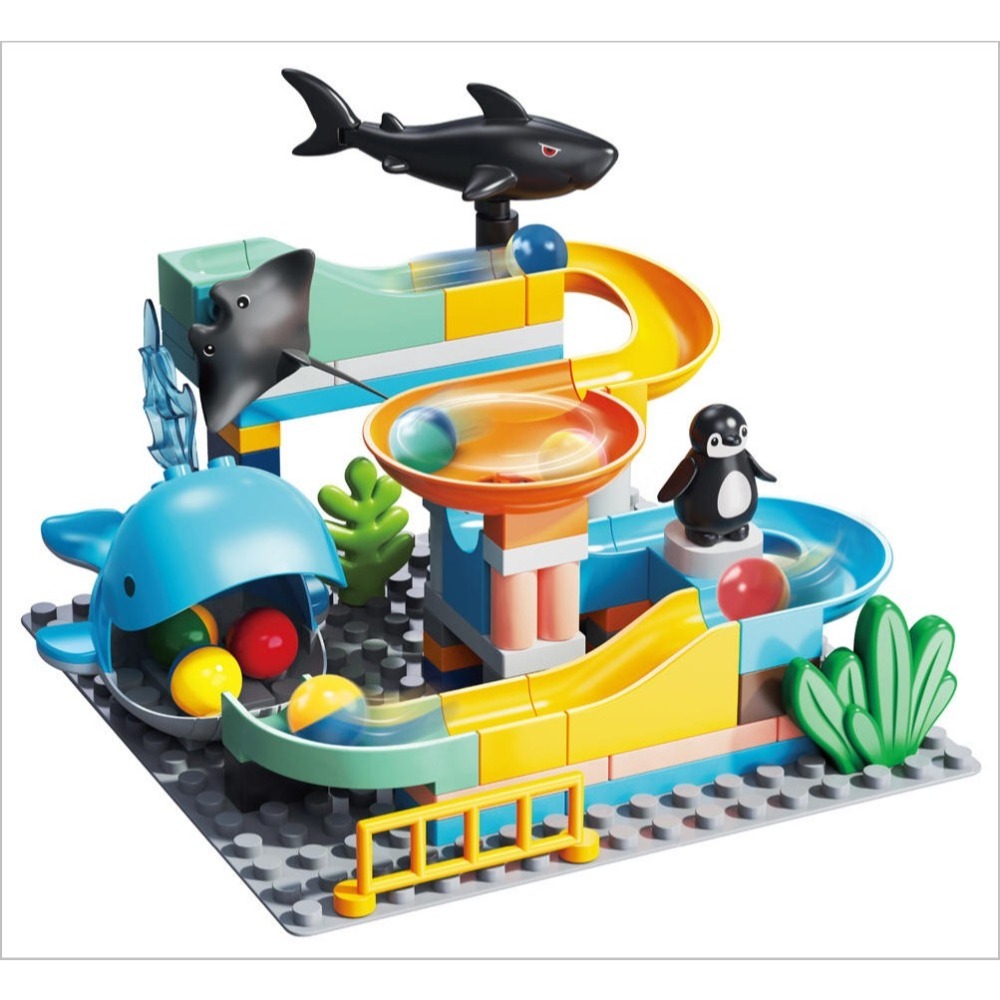 企鵝滑道樂園(風車)【特殊大顆粒積木+組裝說明手冊/軌道積木/空間立體邏輯/手部肌肉發展/手眼協調/ST安全玩具檢驗】-細節圖2