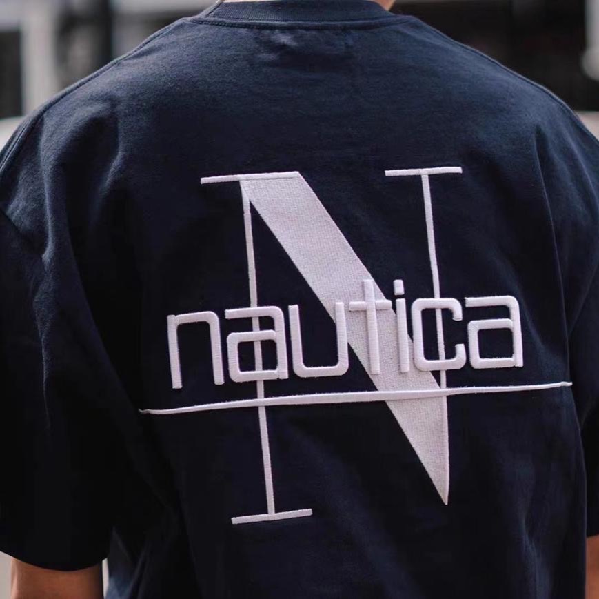 現貨藏藍M+預購~NAUTICA JAPAN 長谷川City Boy 3D刺繡大LOGO口袋刺繡重磅純棉短袖T恤-細節圖7