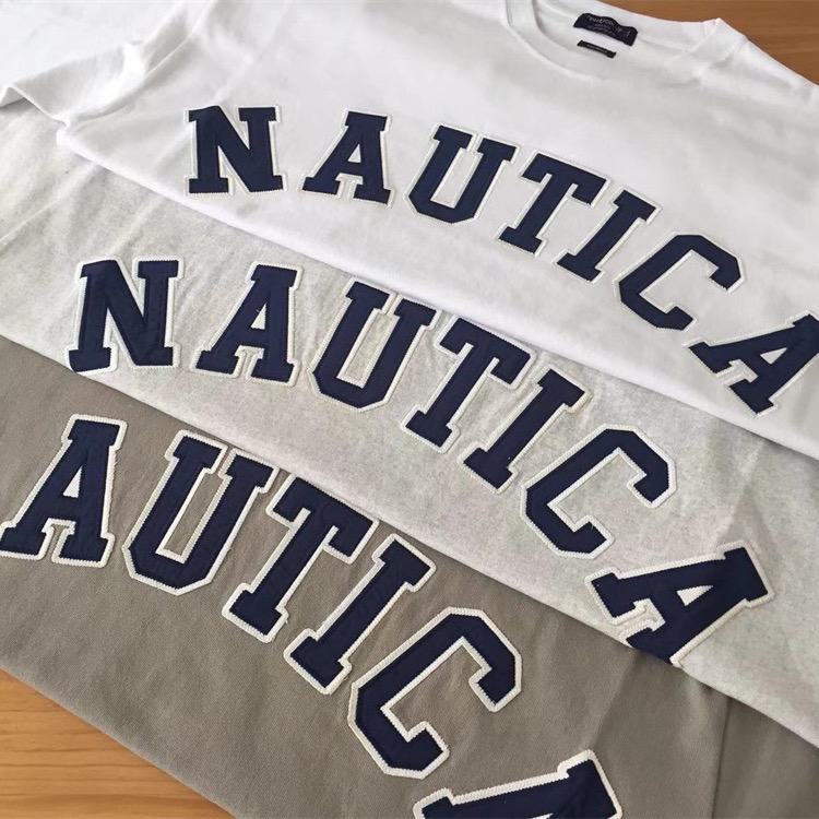 現貨藏藍M Nautica 經典款大LOGO刺繡貼布 長谷川 重磅 短袖 T恤-細節圖6