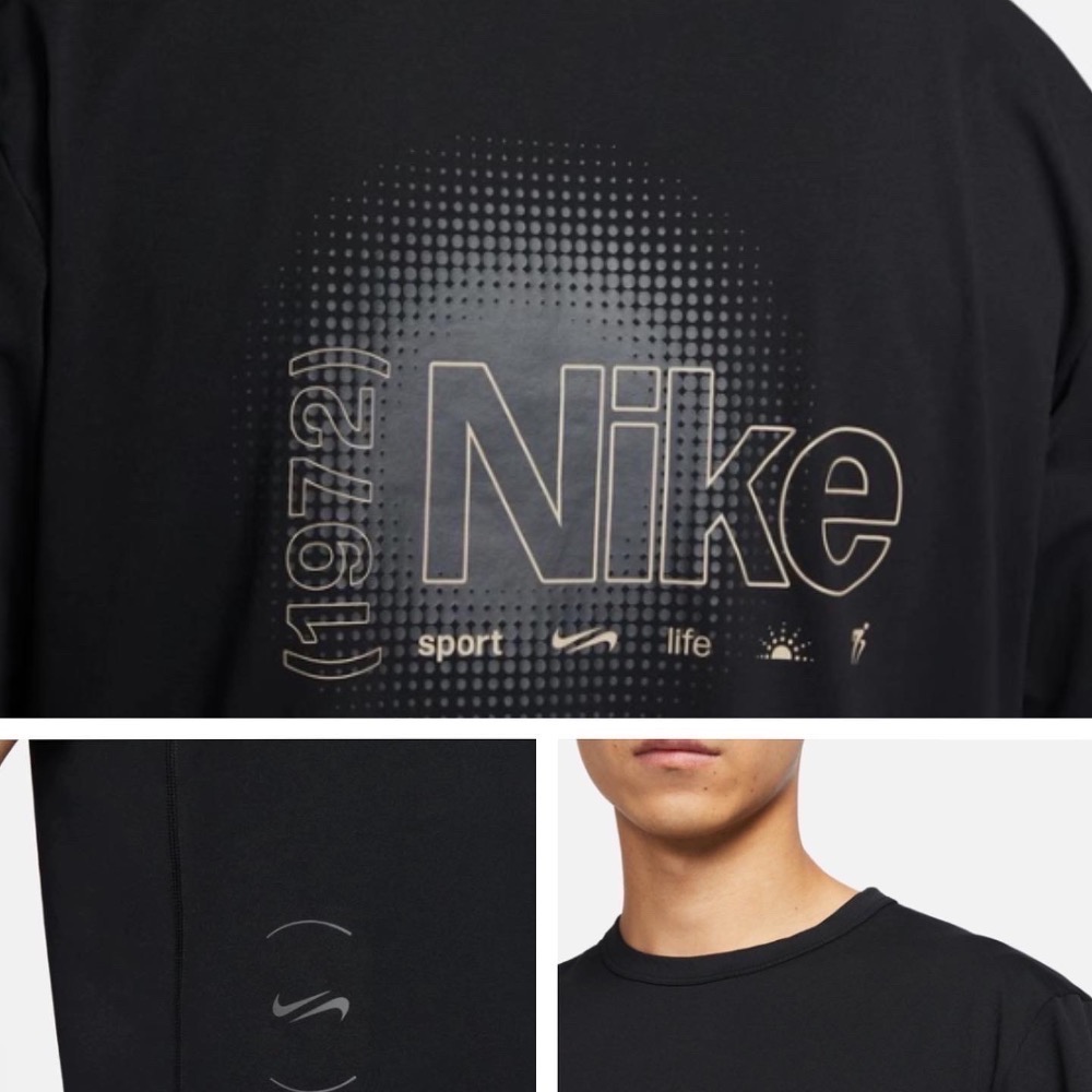 現貨黑M Nike Dri-FIT UV Hyverse 1972防曬速乾短袖運動上衣-細節圖3
