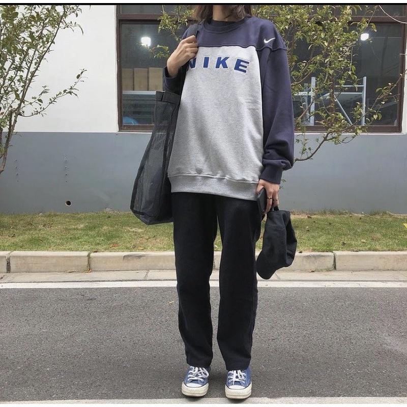 出清特價 Nike vintage 古著 刺繡 字母 拼接 拼色 大學T-細節圖2