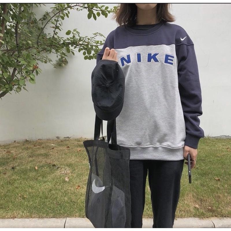 出清特價 Nike vintage 古著 刺繡 字母 拼接 拼色 大學T-細節圖3