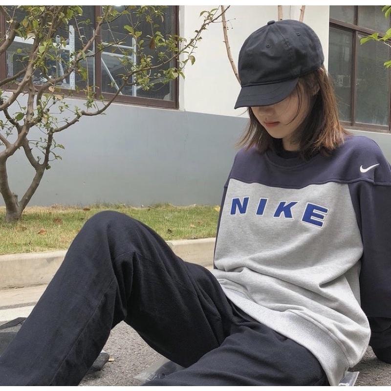 出清特價 Nike vintage 古著 刺繡 字母 拼接 拼色 大學T-細節圖5
