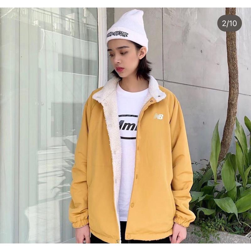 福利品 瑕疵黃L New balance NB 羊羔毛 風衣 夾克 外套 雙面穿-細節圖5