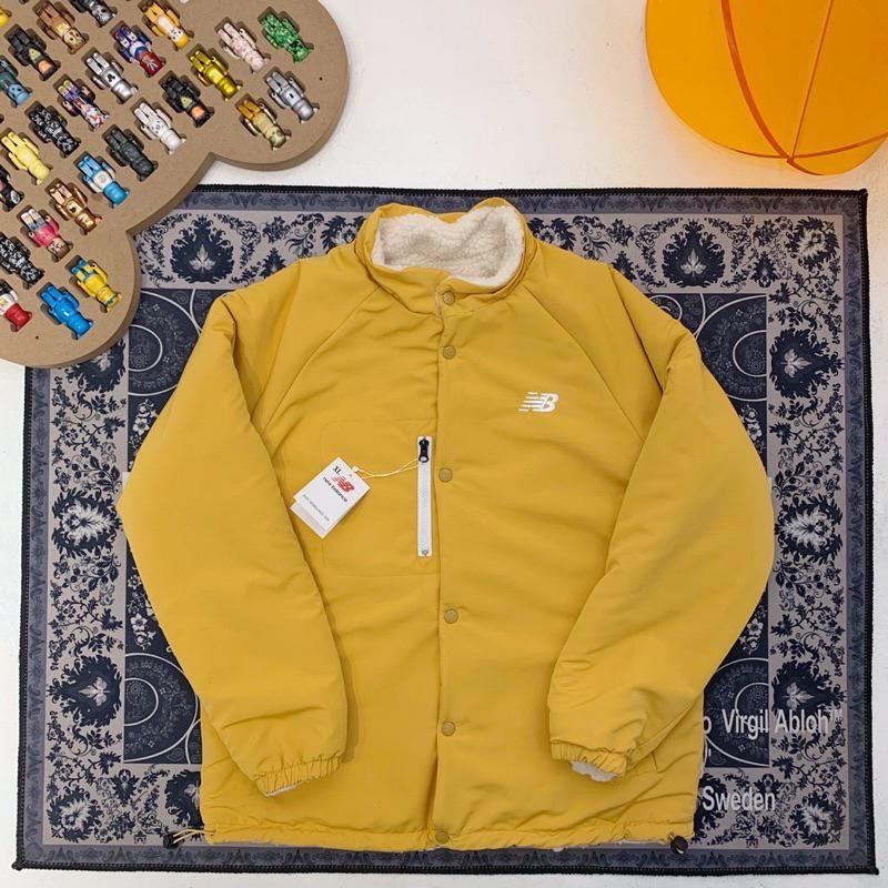福利品 瑕疵黃L New balance NB 羊羔毛 風衣 夾克 外套 雙面穿-細節圖3