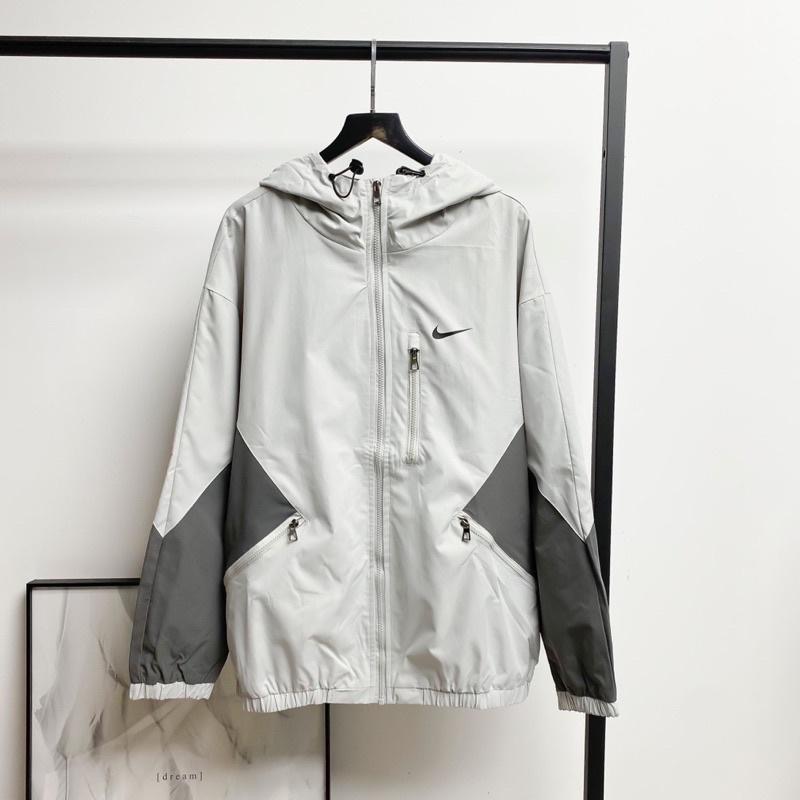 現貨M.L NIKE 小LOGO 印花 拼色 拼接 撞色 風衣 夾克 外套-細節圖2