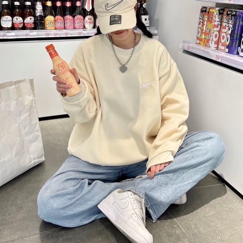 搶秋特價😍Nike 簡約 刺繡 小LOGO 加絨 長袖 衛衣 大學-細節圖2